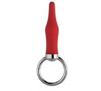 Красная анальная пробка с колечком BUTT O 3INCH BUTT PLUG RED - 8 см.