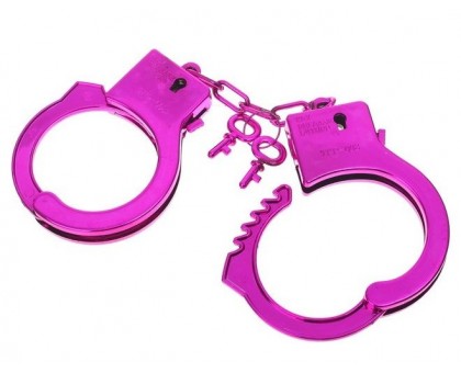 Ярко-розовые пластиковые наручники  Блеск 