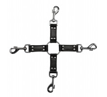 Черный крестообразный фиксатор 4-way Leather Hogtie Cross Hogtie