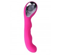 Ярко-розовый ребристый вибромассажер точки G - 20 см.