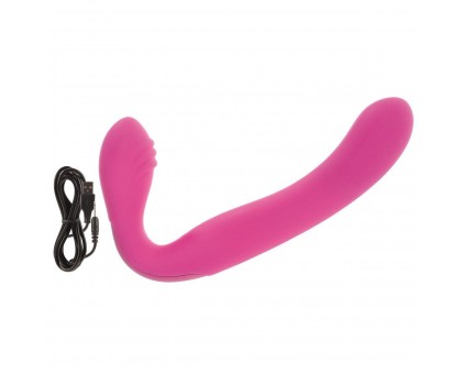 Розовый перезаряжаемый водонепроницаемый страпон Rechargeable Silicone Love Rider Strapless Strap-On