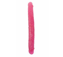 Розовый двухголовый гнущийся фаллоимитатор - 37,4 см.
