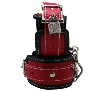 Красно-черные регулируемые наручники с фиксацией на карабинах