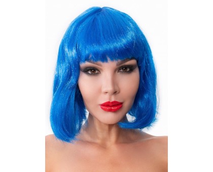Синий парик-каре с челкой