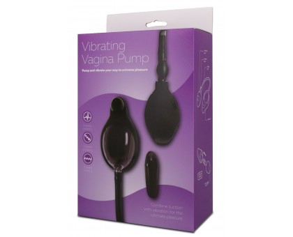 Чёрная вибропомпа для вагины с 7 режимами вибрации VIBRATING VAGINA PUMP