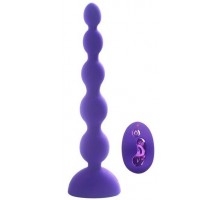 Фиолетовый анальный вибростимулятор Anal Beads L с пультом ДУ - 21,5 см. 