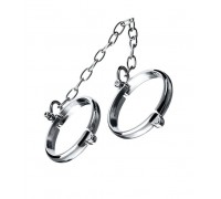  Серебристые металлические наручники с цепочкой Metal - размер L