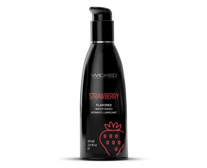 Лубрикант на водной основе с ароматом клубники Wicked Aqua Strawberry - 60 мл.