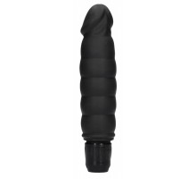 Черный вибромассажер Ribbed Multispeed Vibrator - 17 см.