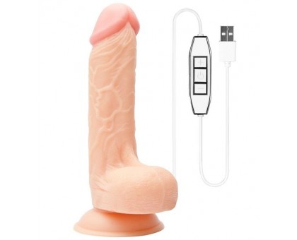 Телесный USB-вибратор с присоской REALSTUFF 7.5INCH FLESH - 19 см.