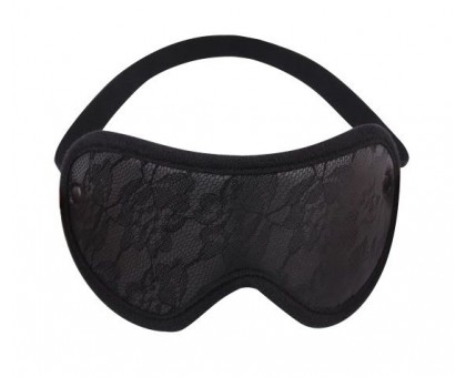 Черная плотная маска на глаза с кружевом Tempt Him Blindfold