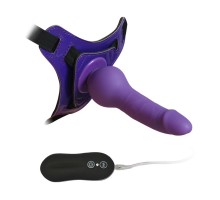 Фиолетовый страпон 10 Mode Vibrations 6.3  Harness Silicone Dildo - 15,5 см.