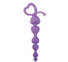Фиолетовая анальная цепочка с звеньями-сердечками HEARTY ANAL WAND SILICONE - 18 см.
