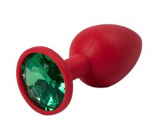 Красная силиконовая пробка с зеленым кристаллом - 7,1 см.
