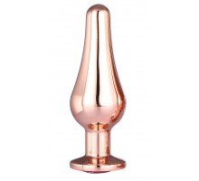 Золотистая анальная пробка с кристаллом Rose Gold Pleasure Plug S - 9 см.