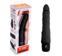 Черный вибратор-реалистик 7  Realistic Vibrator - 20 см.