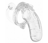 Прозрачный мужской пояс верности Cage With Plug 11 со съемной анальной пробкой