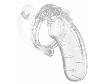 Прозрачный мужской пояс верности Cage With Plug 11 со съемной анальной пробкой