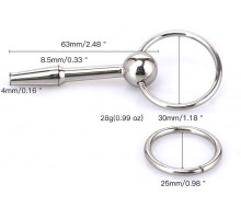 Конусообразный уретральный металлический стимулятор с ограничителем-кольцом