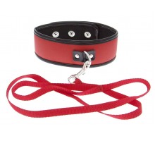 Красно-чёрный ошейник из полиуретана с поводком Collar and Leash