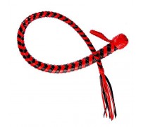 Плеть  Змея  из полосок кожи красного и черного цветов - 60 см.
