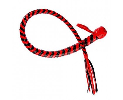 Плеть  Змея  из полосок кожи красного и черного цветов - 60 см.