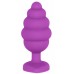 Фиолетовая анальная пробка Regular Ribbed Diamond Heart Plug - 7 см.