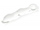 Стеклянная анальная втулка с ручкой-кольцом - 14 см.