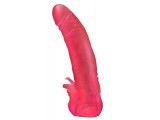Розовая насадка для страпона с клиторальными лепестками - 18,5 с