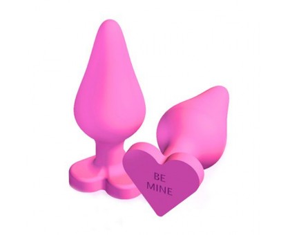 Розовая анальная пробка с основанием-сердечком CANDY HEART BE MINE - 8 см.