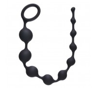 Чёрная анальная цепочка Long Pleasure Chain - 35 см.