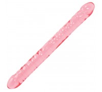 Розовый двухголовый фаллоимитатор Crystal Jellies - 45,7 см.
