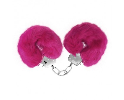 Розовые меховые наручники Love с ключиками