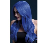 Синий парик с длинной челкой Khloe