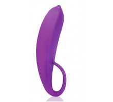 Фиолетовый женский стимулятор с колечком-ручкой - 18 см.