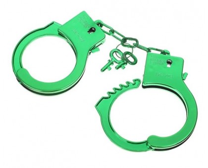 Зеленые пластиковые наручники  Блеск 