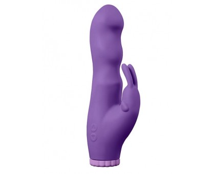 Фиолетовый вибратор с клиторальным стимулятором PURRFECT SILICONE DELUXE RABBIT 100FNCT - 20 см.