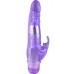 Фиолетовый вибратор Crystal Dildo Climbing Rabbit Vibe - 22 см.