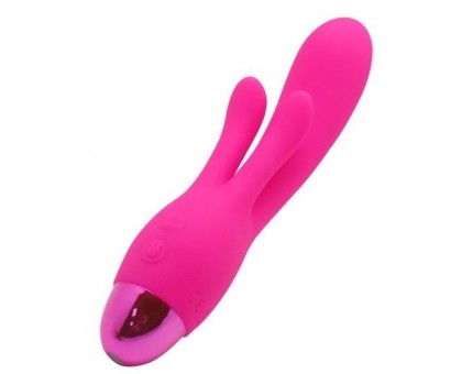 Розовый вибратор INDULGENCE Rechargeable Frolic Bunny - 18,7 см.