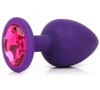 Фиолетовая анальная пробка с малиновым кристаллом - 9,5 см. 