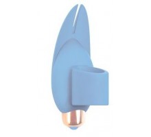 Голубой вибростимулятор с петелькой под палец - 8 см.