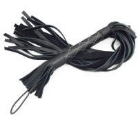 Аккуратная чёрная плетка  из натуральной кожи - 60 см.