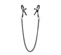 Черные зажимы на соски на цепочке BLAZE DELUXE NIPPLE CLAMPS