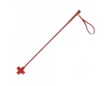 Красный кожаный стек с крестообразным наконечником - 70 см.