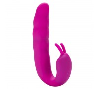 Розовый вибратор Ribbed Dual Stimulator - 17 см.