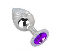 Большой плаг из стали с фиолетовым кристаллом Violet Dream - 9,5 см.