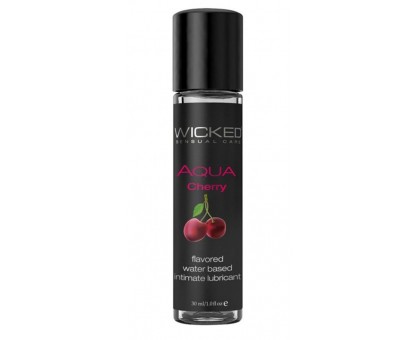 Лубрикант на водной основе WICKED AQUA Cherry с ароматом вишни - 30 мл.