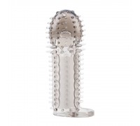 Насадка-удлинитель с кольцом для мошонки Nubby Sleeve - 12 см.
