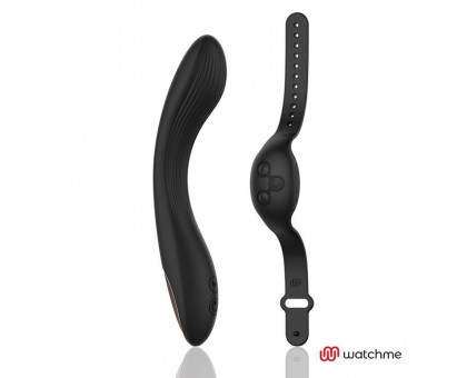 Черный вибратор с пультом-часами Anne s Desire Curve G-Spot Vibe Wireless Watchme - 20,5 см.