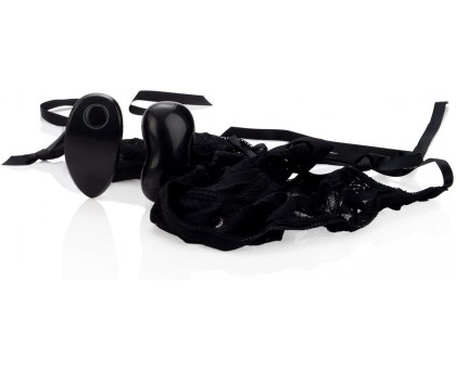 Черные кружевные трусики с вибростимулятором 10-Function Little Black Panty with Ties